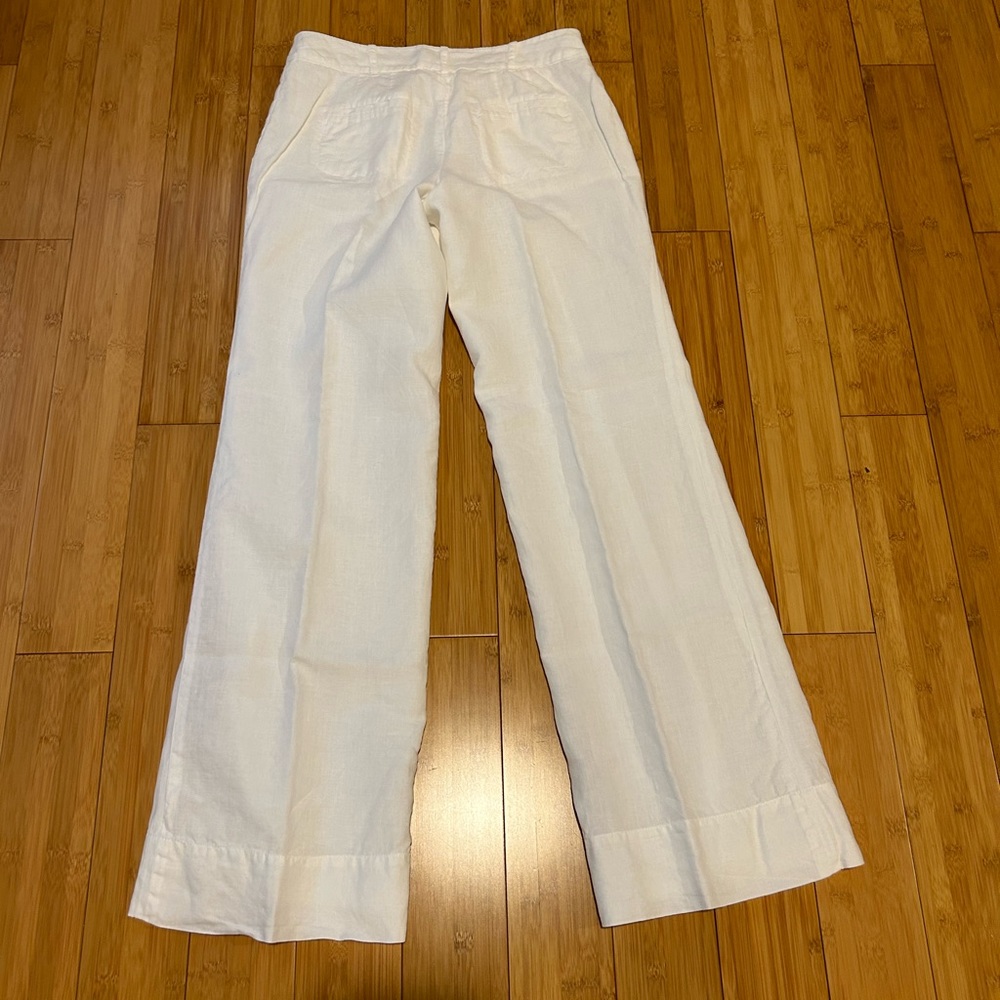 White linen pants lined low rise size 0, regular length, very good quality
